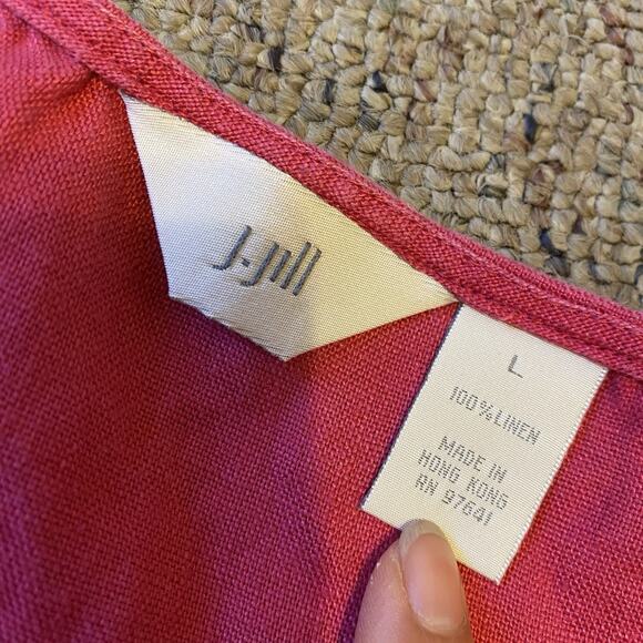 J. Jill 100% Linen Womens L Tank Top Fuchsia Pink Sleeveless Beach Summer Resort - Picture 2 of 7